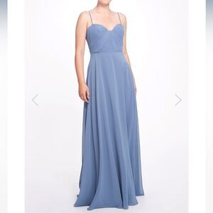 New Marchesa notte slate blue chiffon gown sz 18
